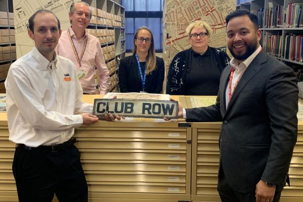 Road sign relic returned to Tower Hamlets