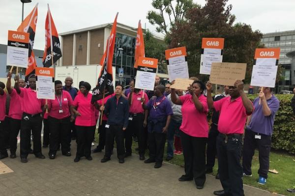 Union protest at Enfield Hospital over redundancies and wage cuts on Friday 29 September