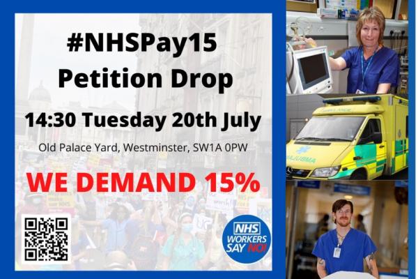 NHS Workers' Pay Rise Rally and Petition Hand-in set for Tuesday 20th July